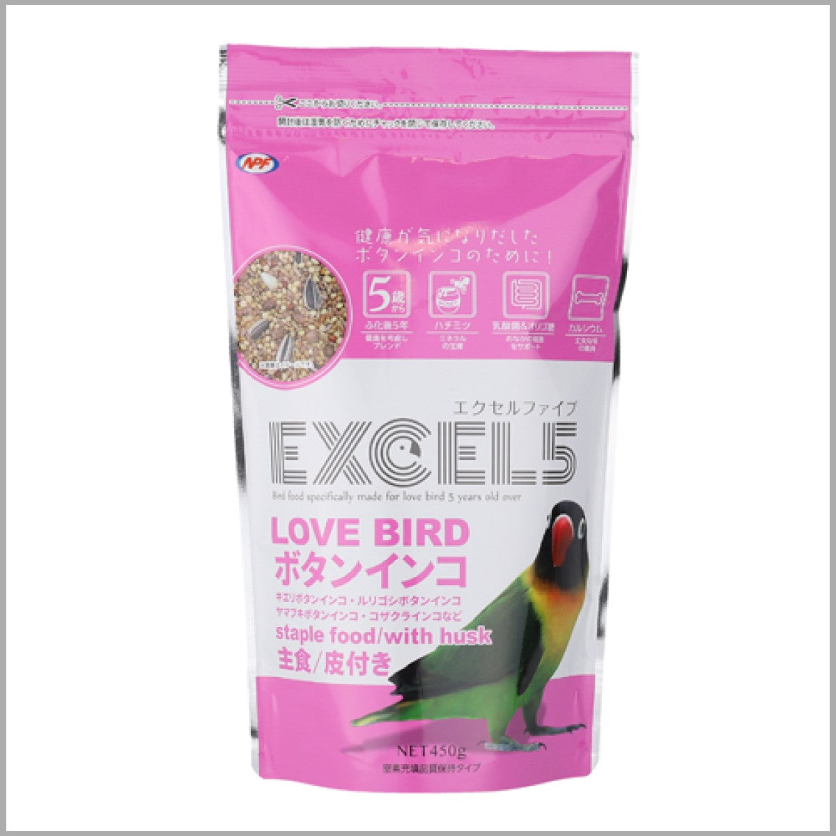 NPF Excel 5 Buttong with skin(450g)_愛情鳥營養飼料(450克)