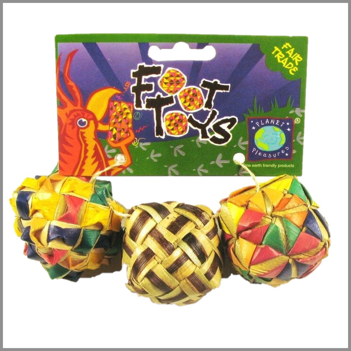 Planet Pleasures Square Woven Foot Toy 3-Pack  - Small