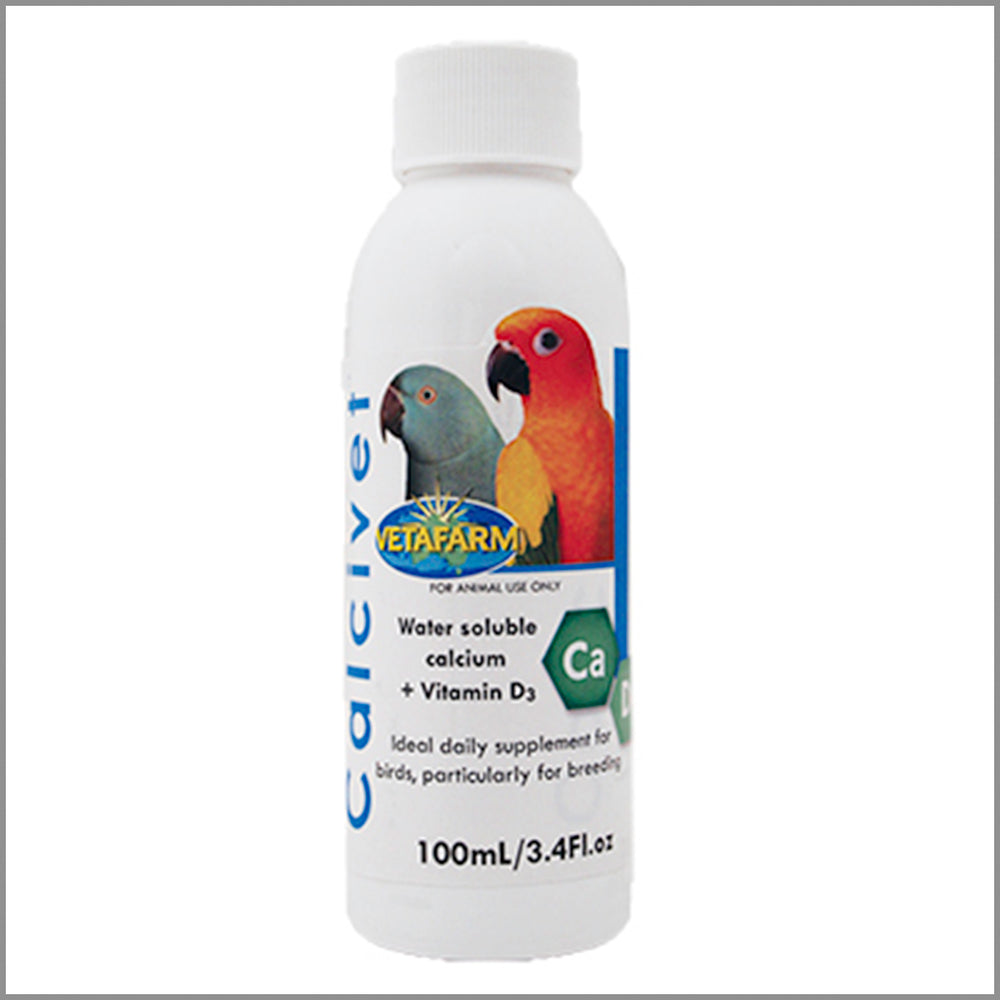 Vetafarm Calcivet  Water Soluble Calcium + Vitamin D3 Daily Supplement Bird(100ml)_鈣和維生素 D3 鳥類補充劑(100 毫升)